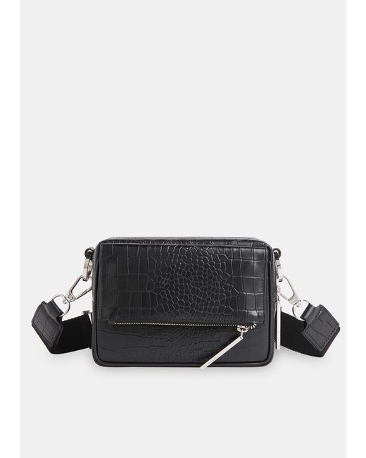 Whistles Brown Bibi Croc Crossbody Bag