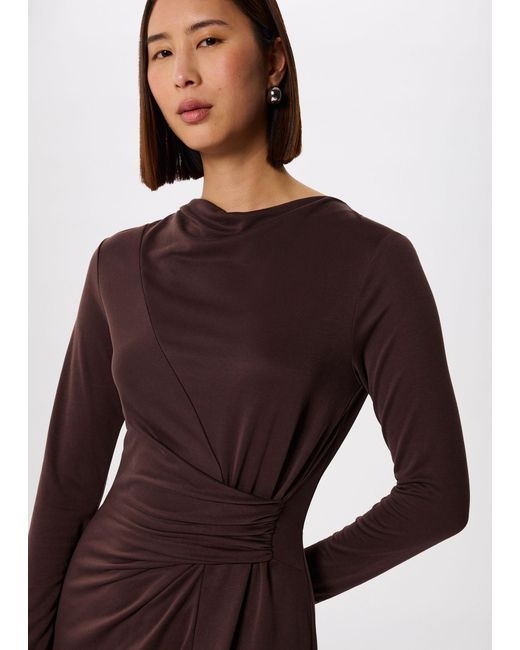 Whistles Red Petite Ruched Detail Midi Dress