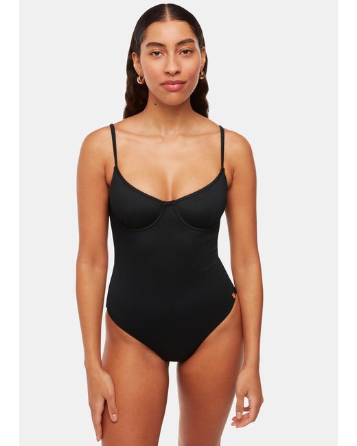 Whistles Black Ribbed Underwire Swimsuit
