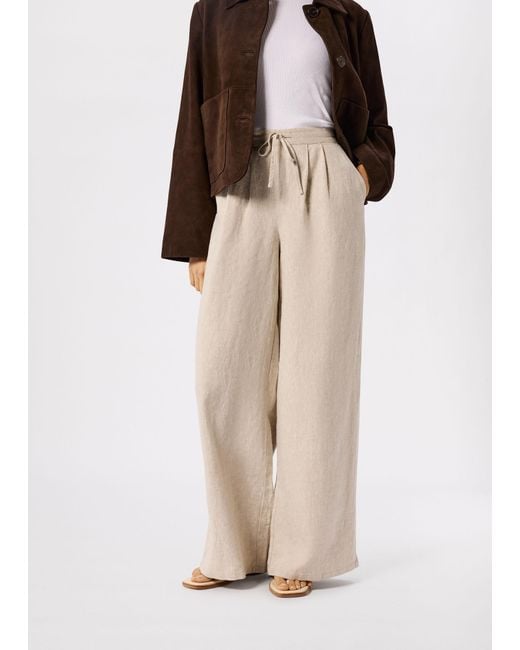 Whistles Natural Wide Leg Linen Trouser