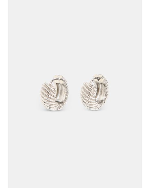 Whistles Black Mini Textured Hoop Earring