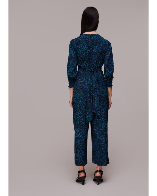 Whistles Blue Forest Leopard Jumpsuit