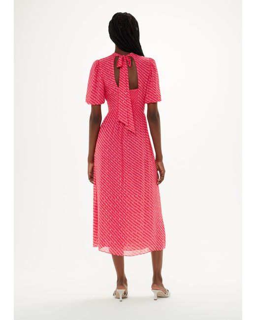 Whistles Red Diagonal Leaf Blair Dress