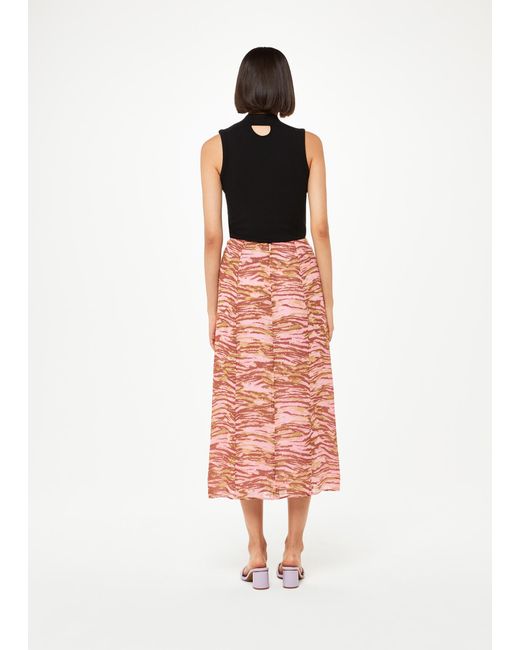 Whistles Red Clouded Tiger Button Skirt