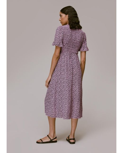 Whistles Multicolor Aria Flower Stamp Midi Dress