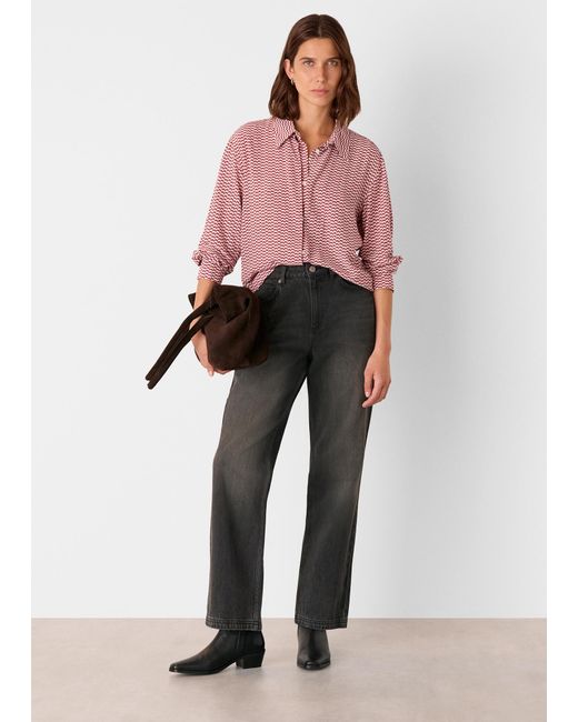 Whistles Pink Geo Print Pleat Detail Shirt