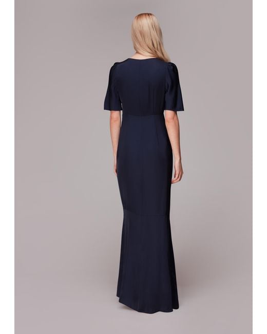 Whistles Blue Simone Satin Maxi Dress