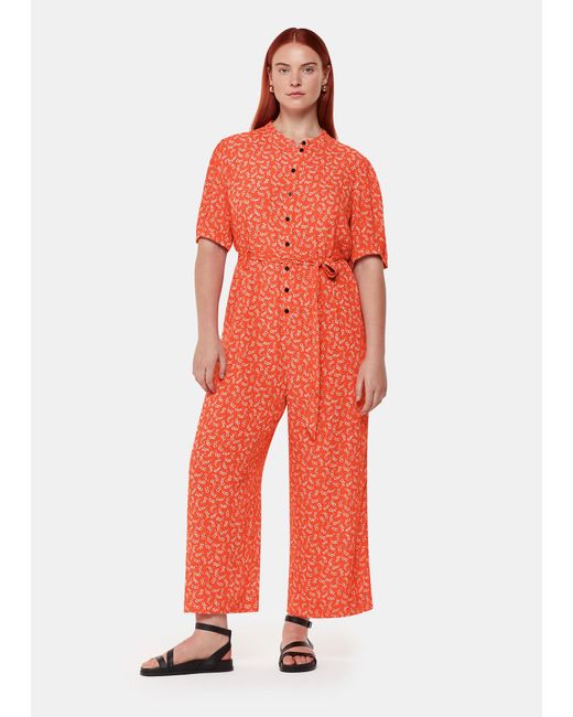 Whistles Red Micro Floral Jumpsuit