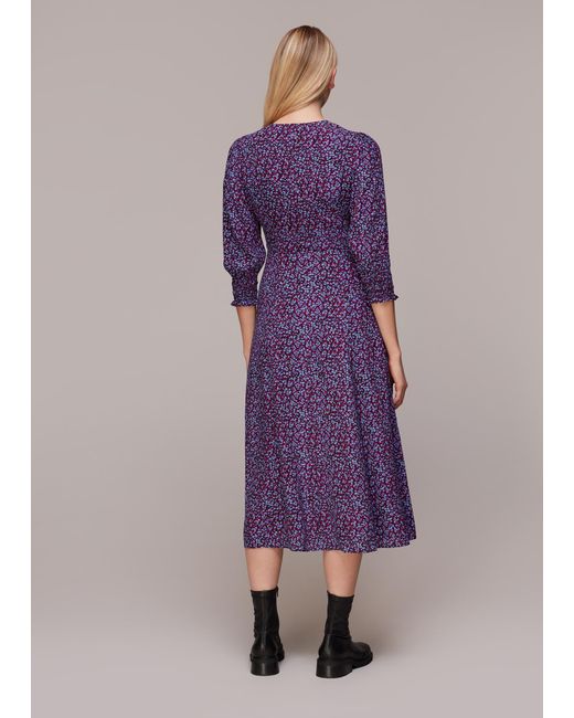 Whistles Purple Floral Garden Midi Dress