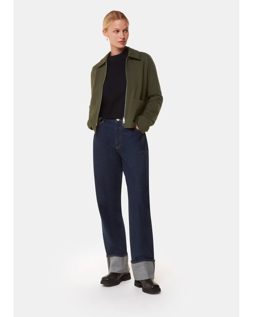 Whistles Green Marla Ponte Zip Through Jacket