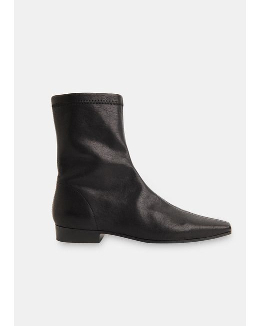 Whistles Black Square Toe Flat Sock Boot