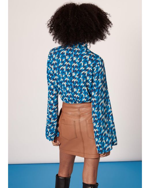 Whistles Blue Diagonal Diamond Top