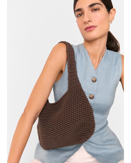 Whistles Brown Adaline Crochet Shoulder Bag