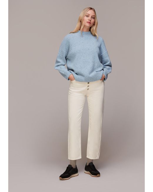 Whistles Blue Flecked Funnel Neck Jumper