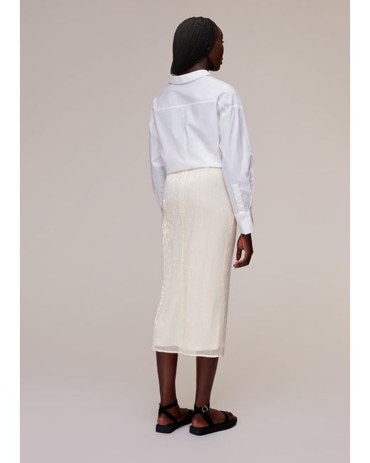 Whistles Natural Sadie Sequin Column Skirt