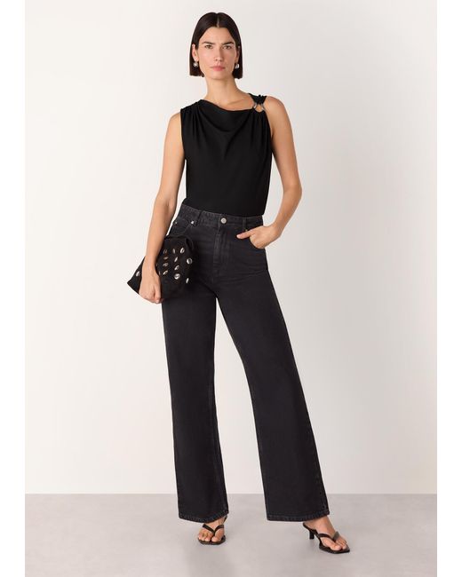 Whistles Black Ring Detail Sleeveless Top