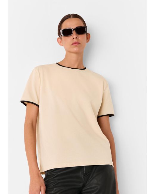 Whistles Natural Contrast Piping Detail Tee