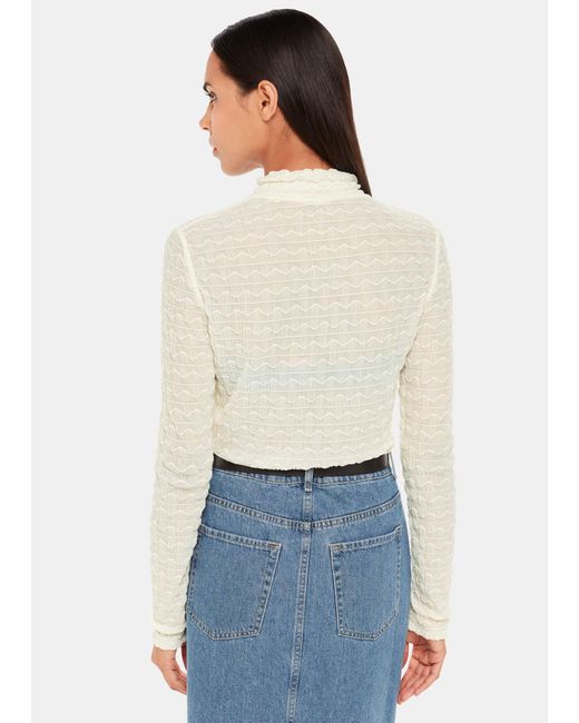 Whistles White Texture Ruched Top