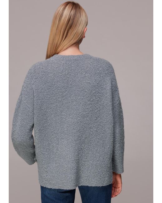 Whistles Gray Relaxed Boucle Sweater