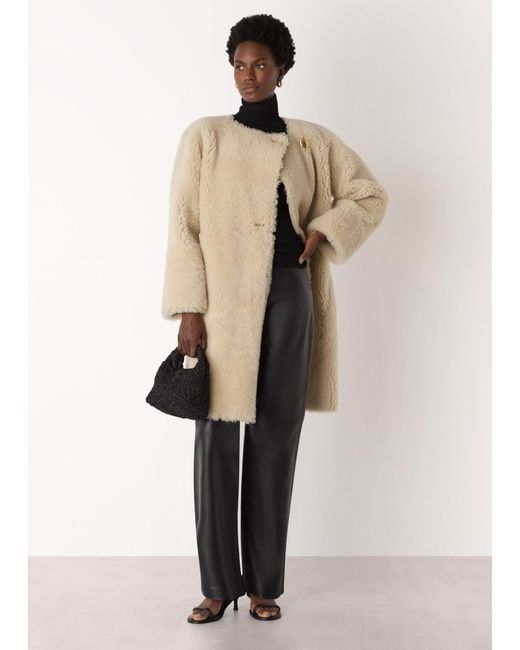 Whistles Natural Shearling Cocoon Coat