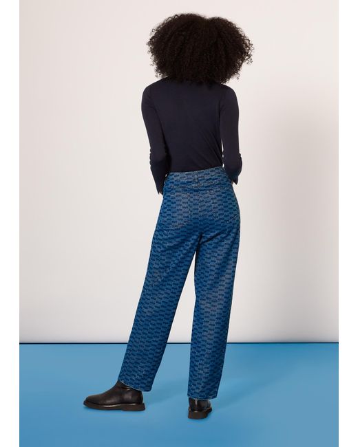 Whistles Blue Tangle Check Denim Trouser