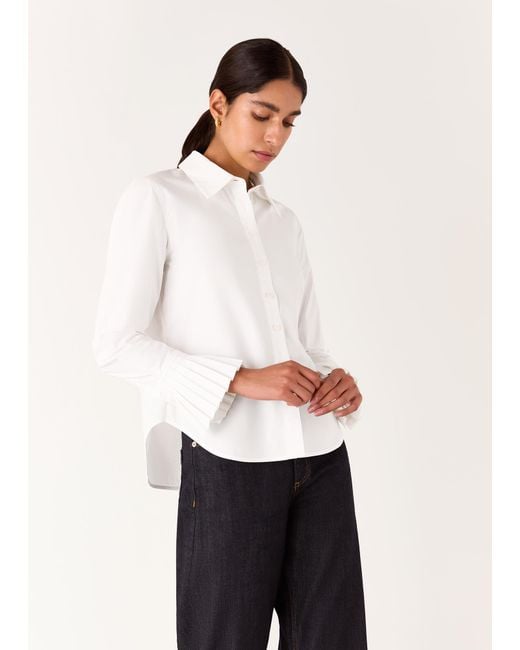 Whistles White Marcy Pleated Cuff Shirt