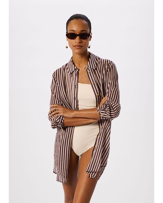 Whistles Red Stripe Long Sleeve Beach Shirt
