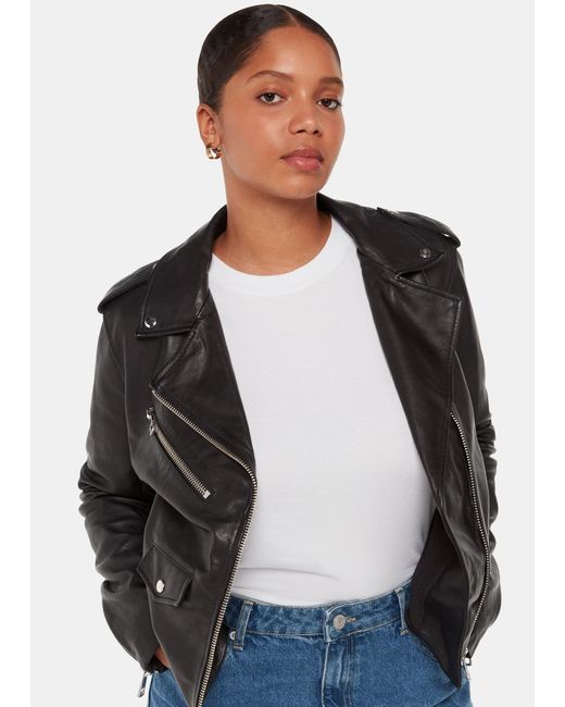 Whistles Black Agnes Leather Jacket