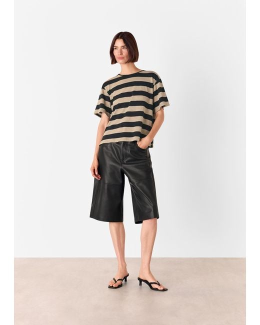 Whistles Brown Wide Stripe Tee