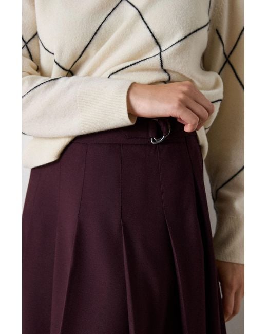 Whistles Multicolor Petite Wool Blend Pleated Kilt Skirt