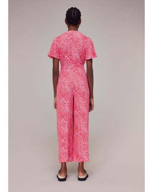 Whistles Pink Diagonal Leopard Jumpsuit
