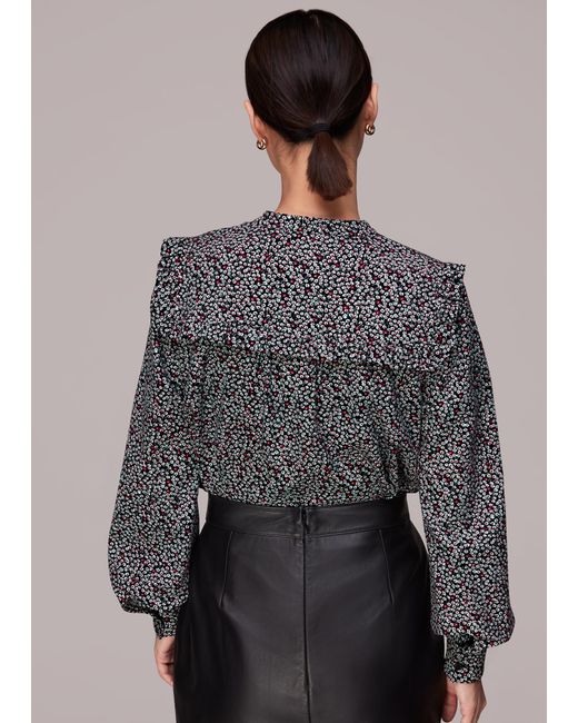 Whistles Gray Micro Bud Bella Blouse