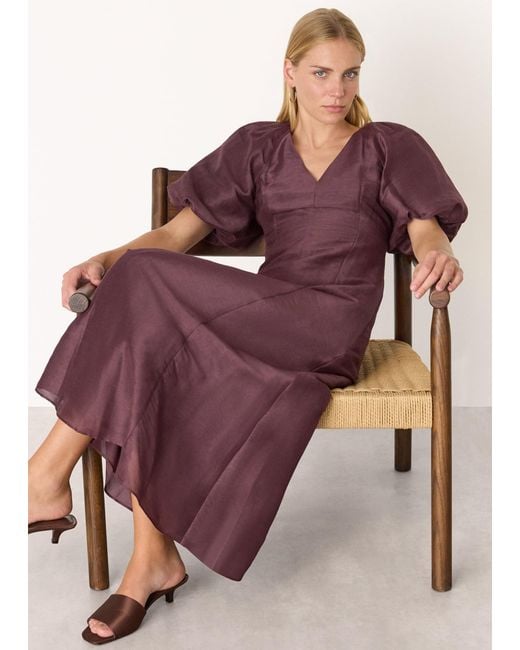 Whistles Purple Silk Blend Taffeta Maxi Dress