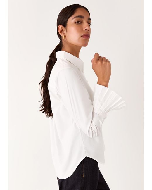 Whistles White Marcy Pleated Cuff Shirt