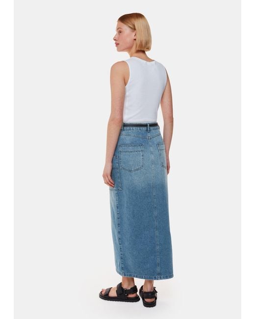 Whistles Blue Cora Utility Denim Maxi Skirt