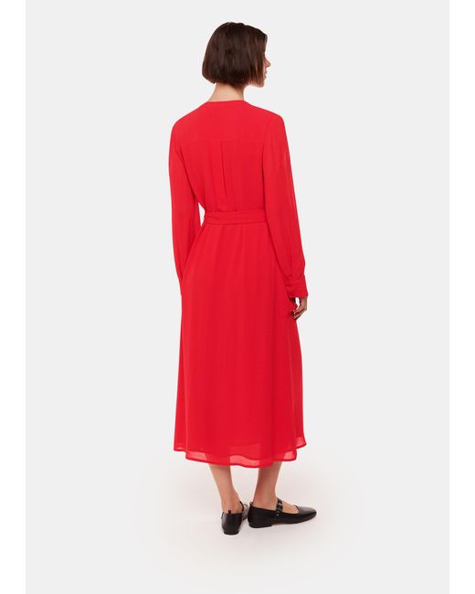 Whistles Red Nia Pocket Detail Shirt Dress