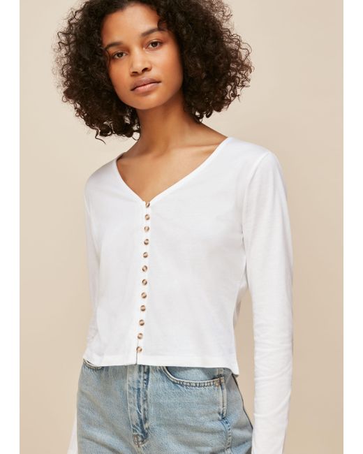 Whistles White Sabrine Button Front Top