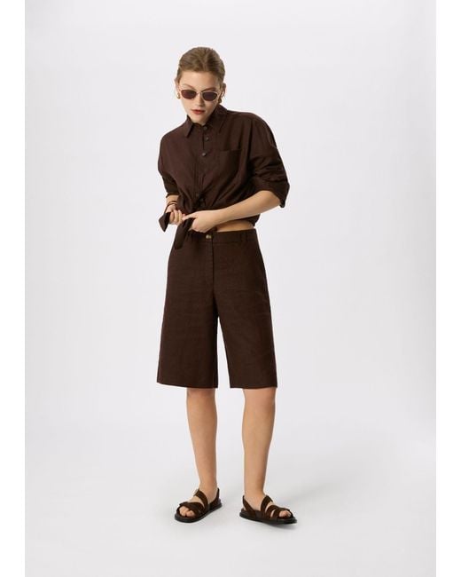 Whistles Brown Linen Bermuda Short