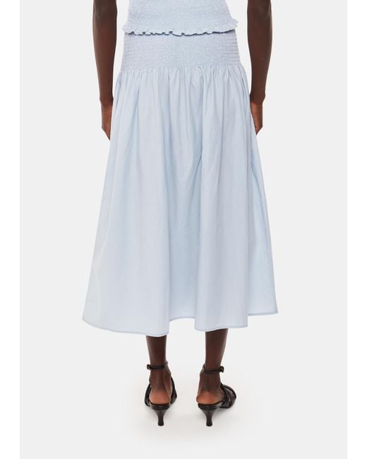 Whistles White Louisa Smocked Midi Skirt