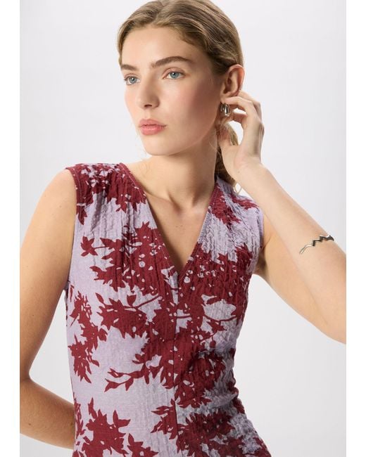 Whistles White Floral V Neck Textured Dress