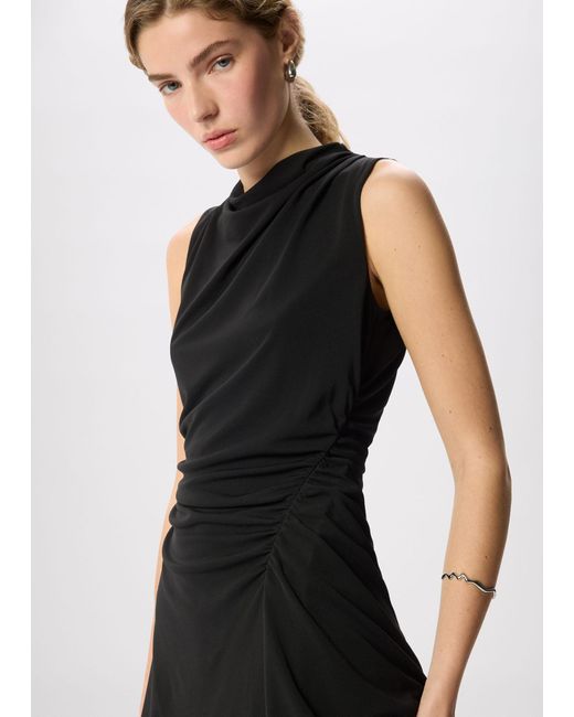 Whistles White Ruched Cowl Neck Jersey Dress