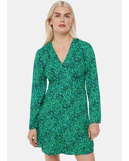 Whistles Green Dappled Floral Lori Dress