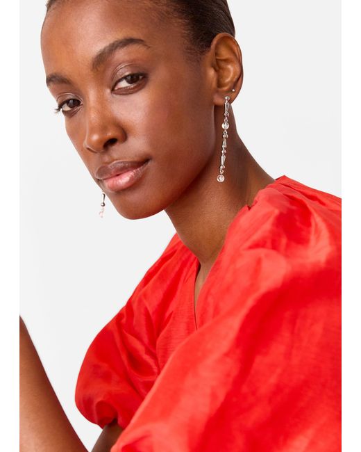 Whistles White Mixed Bead Drop Earring