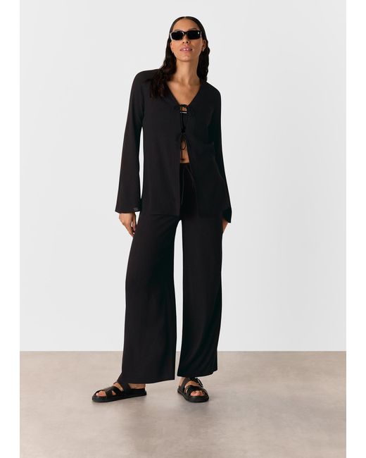 Whistles Black Beach Tie Front Top