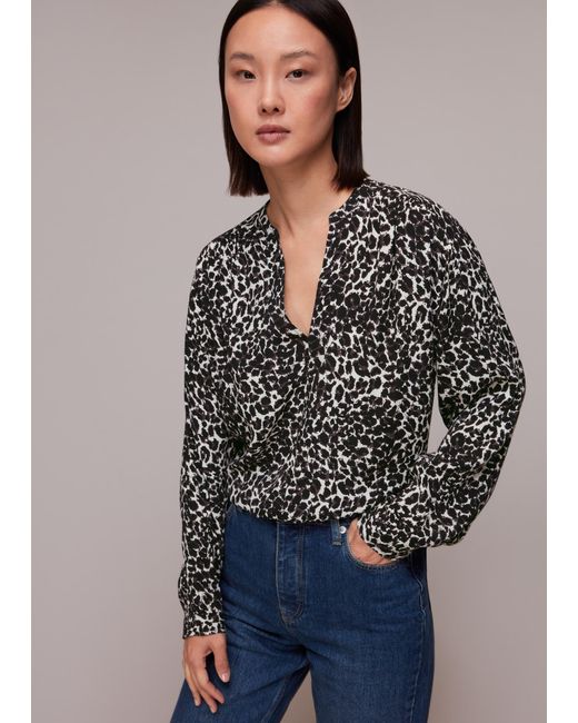 Whistles Gray Shadow Leopard Print Blouse