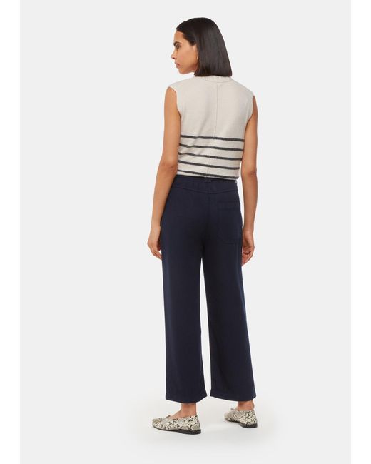 Whistles Blue Cropped Tencel Casual Trousers