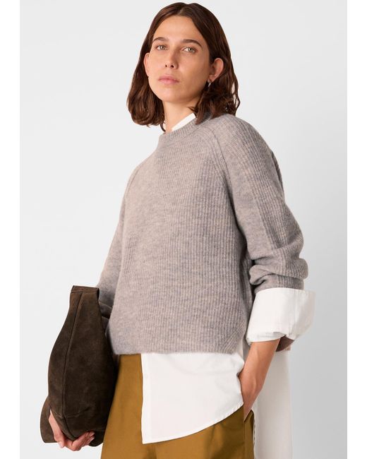 Whistles Natural Aria Wool Mix Crew Knit
