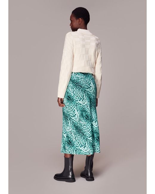 Whistles Multicolor Brushed Leopard Bias Cut Skirt
