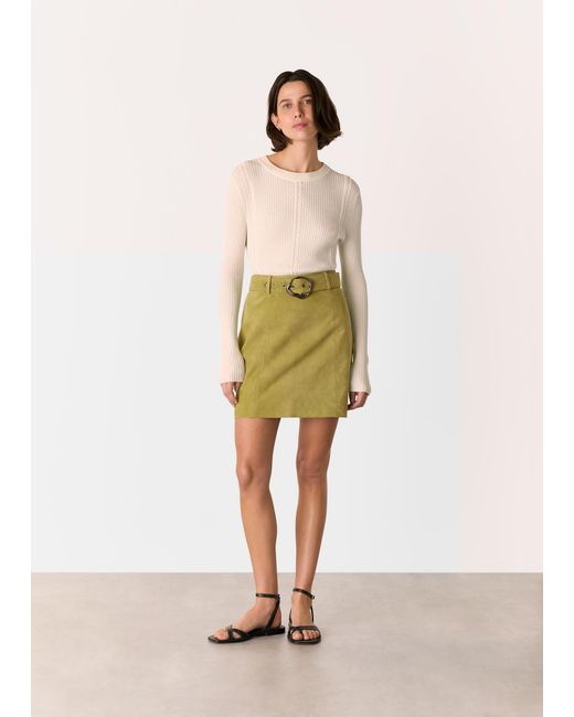 Whistles Yellow Suede Belted Mini Skirt