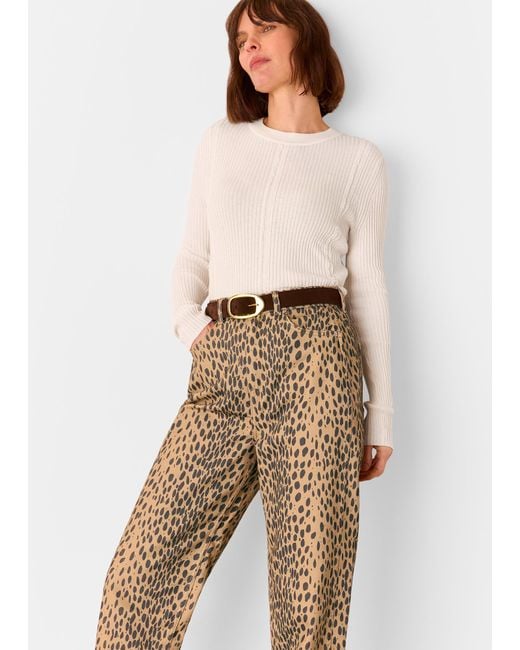 Whistles Natural Animal Spot Barrel Leg Jean